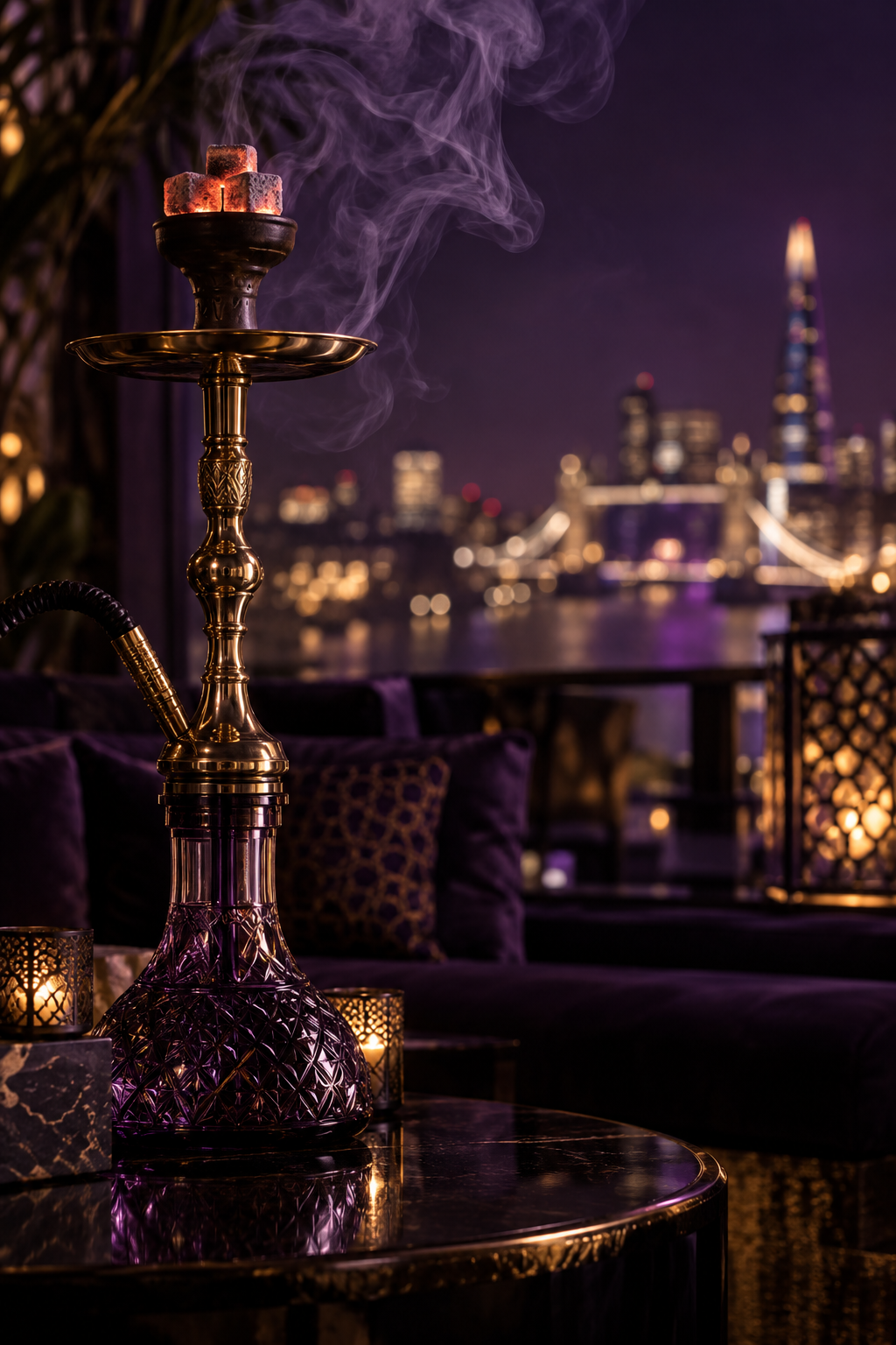 Luxury shisha in a dark lounge